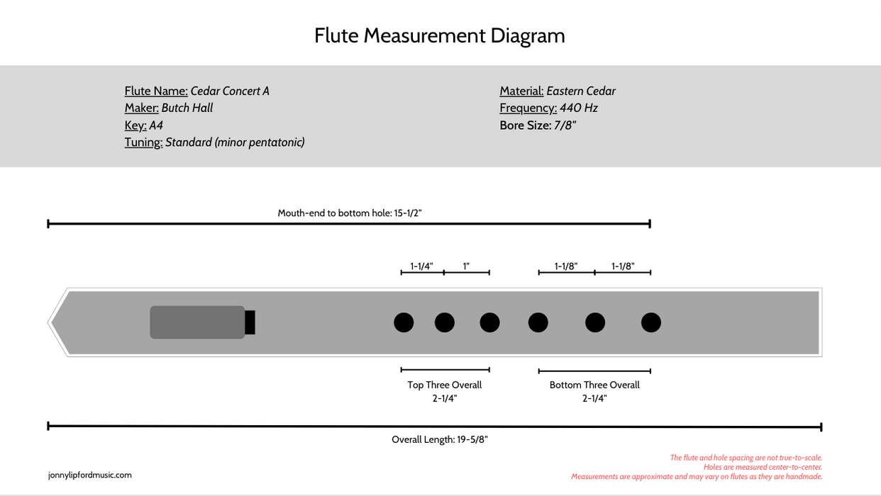 Butch Hall Flutes - Concert Series [A4] Native American-Style Flute