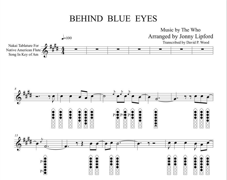Behind Blue Eyes  - Sheet Music for Native American Flute [PDF]