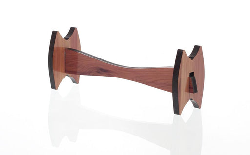 Cedar native american flute stand shown against a white background. This stand will hold one native american flute.