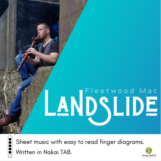 Jonny Lipford playing his Native American flute under a bridge in Iowa showcasing the cover art for the sheet music and Nakai Tablature for Landslide by Fleetwood Mac