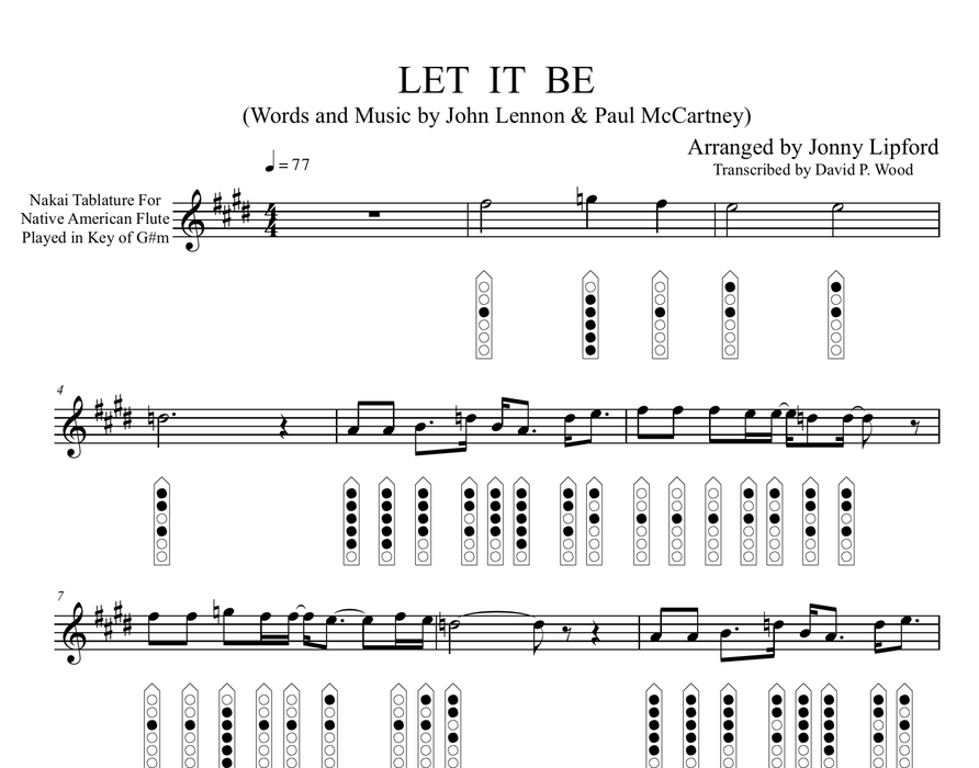 Let It Be - Sheet Music for Native American Flute [PDF]