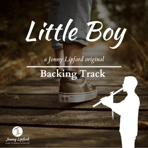 Jonny Lipford silhouette playing his native american flutes in front of a boy's shoe. This is the product image for Little Boy Backing Tracks for Native American flutes.