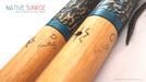 back of a native american flute showing Ron Stutz logo and signature