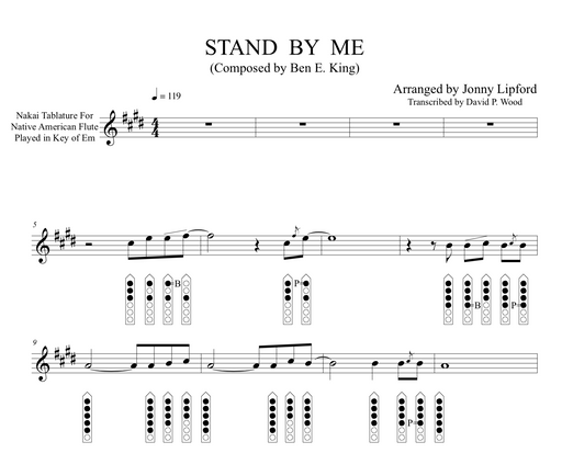 Nakai Tab for Stand By Me by Jonny Lipford. Native american flute sheet music. 