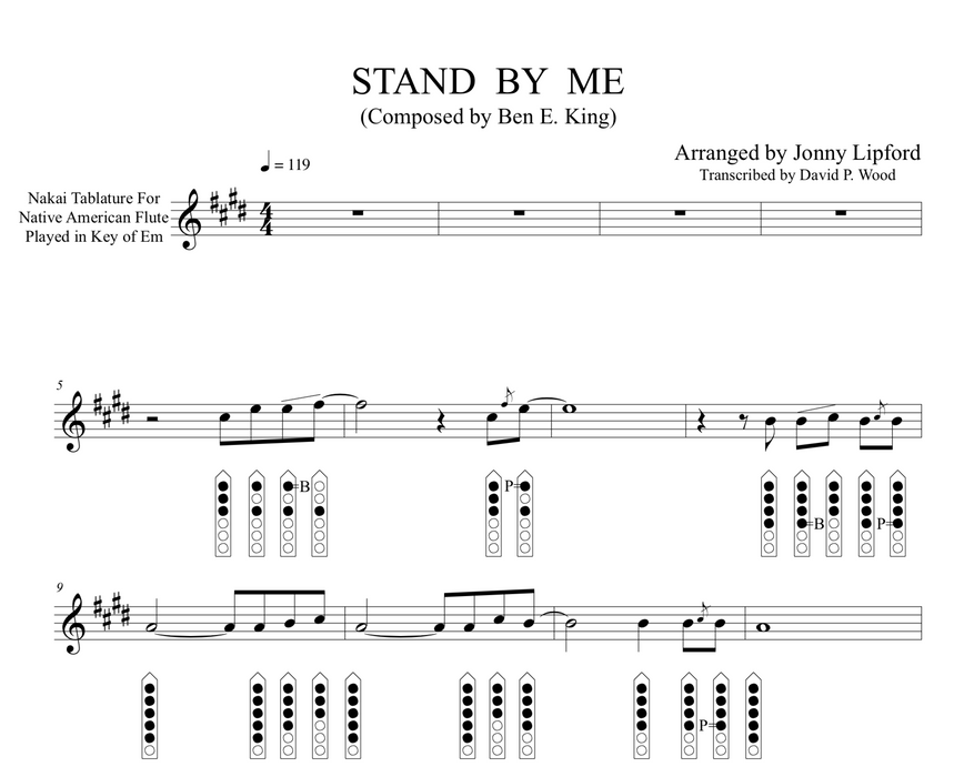 Nakai Tab for Stand By Me by Jonny Lipford. Native american flute sheet music. 