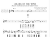 This image shows the finger diagrams and Nakai Tablature for the song Colors of the Wind
