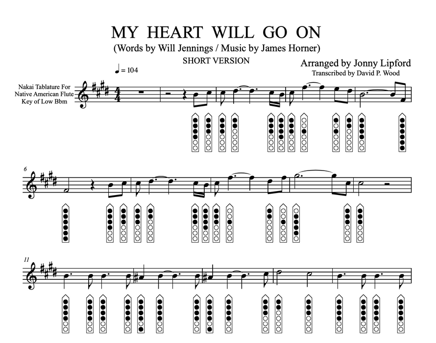 My Heart Will Go On - Sheet Music for Native American Flute [PDF]
