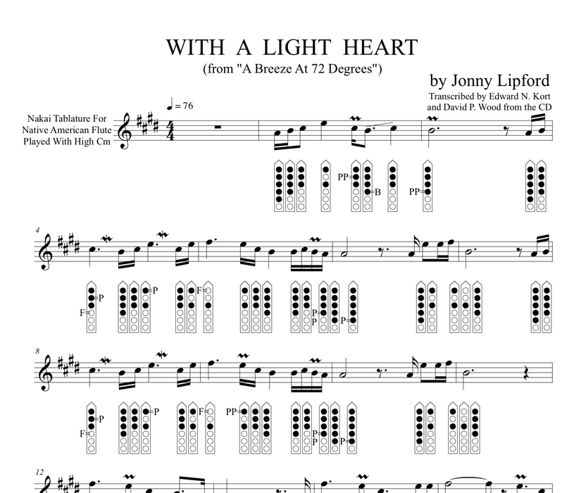 With A Light Heart - Sheet Music for Native American Flute [PDF]
